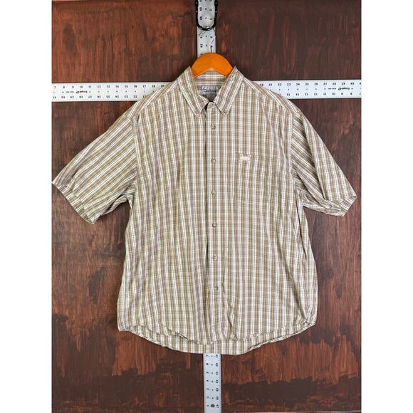Carhartt Plaid Short Sleeve Button Down Shirt Twill Work Shirt Brown Mens Large‎ - Picture 2 of 8